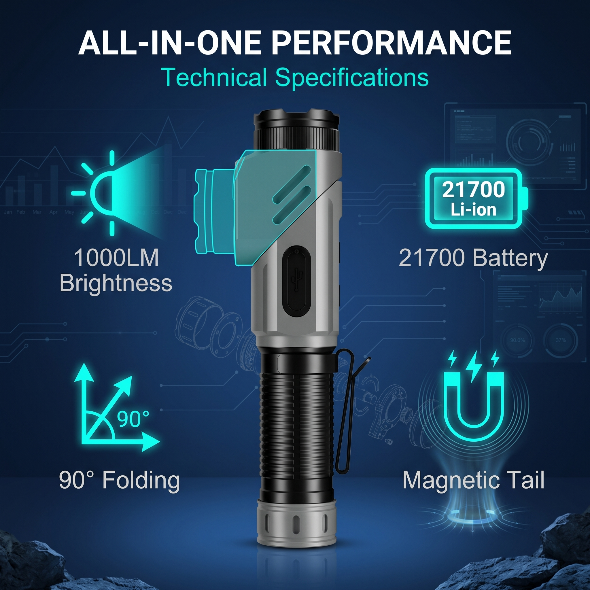 F303 technical feature overview with 21700 battery and magnetic tail